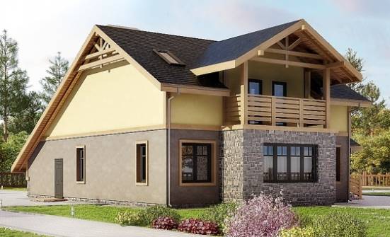 180-011-П Проект двухэтажного дома с мансардой и гаражом, уютный домик из поризованных блоков Ртищево | Проекты домов от House Expert