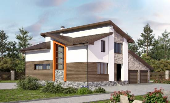 240-004-П Проект двухэтажного дома с мансардным этажом и гаражом, средний загородный дом из бризолита Энгельс | Проекты домов от House Expert