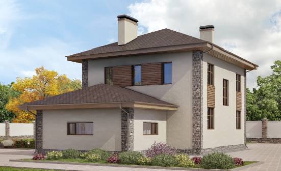 185-004-П Проект двухэтажного дома, гараж, средний дом из бризолита Энгельс | Проекты домов от House Expert