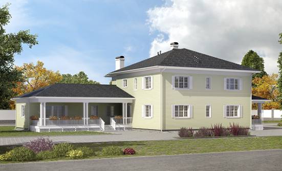 410-002-Л Проект двухэтажного дома, гараж, классический загородный дом из твинблока Ершов | Проекты домов от House Expert