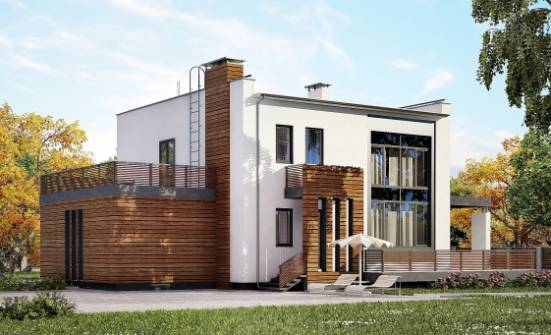 220-003-П Проект двухэтажного дома и гаражом, современный дом из твинблока Энгельс | Проекты домов от House Expert