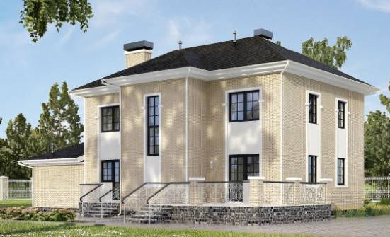 180-006-П Проект двухэтажного дома и гаражом, современный загородный дом из кирпича Энгельс | Проекты домов от House Expert