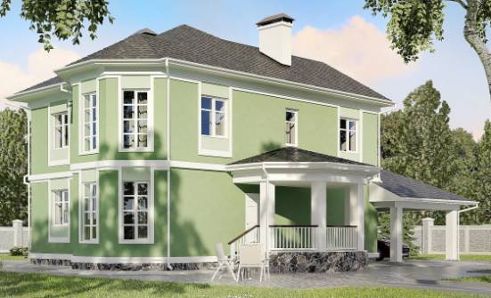 170-001-Л Проект двухэтажного дома и гаражом, бюджетный коттедж из арболита Саратов | Проекты домов от House Expert