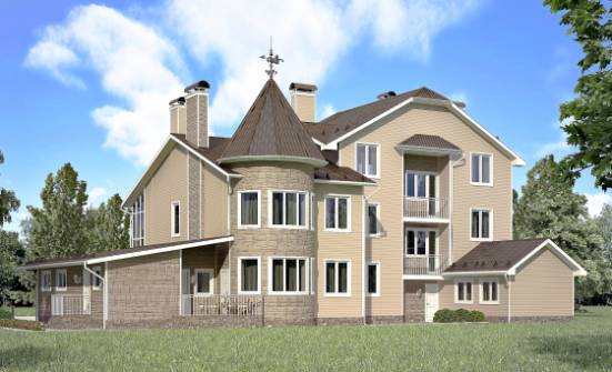555-001-Л Проект трехэтажного дома с мансардой, гараж, красивый домик из твинблока Балашов | Проекты домов от House Expert