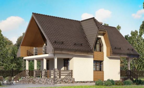 150-001-Л Проект двухэтажного дома с мансардным этажом и гаражом, уютный домик из бризолита Вольск | Проекты домов от House Expert