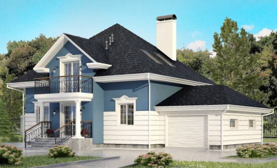 180-002-П Проект двухэтажного дома с мансардой, гараж, средний коттедж из кирпича Энгельс | Проекты домов от House Expert