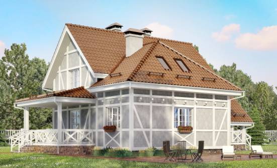 160-003-Л Проект двухэтажного дома с мансардой, компактный домик из газосиликатных блоков Вольск | Проекты домов от House Expert
