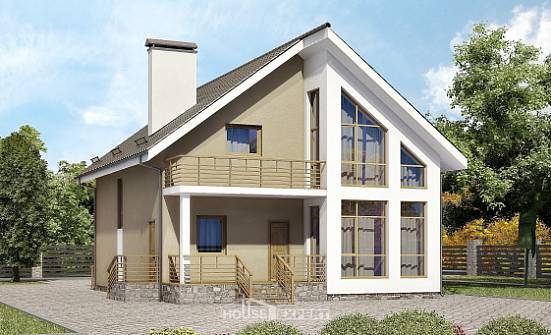 170-006-Л Проект двухэтажного дома с мансардным этажом, небольшой домик из керамзитобетонных блоков Энгельс | Проекты домов от House Expert
