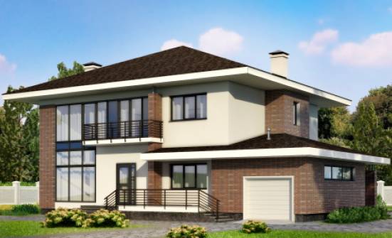 275-002-П Проект двухэтажного дома, гараж, красивый загородный дом из кирпича Саратов | Проекты домов от House Expert