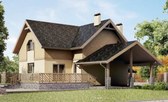 150-011-Л Проект двухэтажного дома с мансардой, гараж, современный домик из бризолита Ртищево | Проекты домов от House Expert