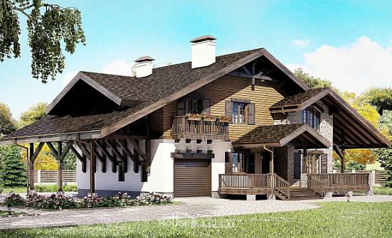 270-001-Л Проект двухэтажного дома с мансардным этажом и гаражом, уютный домик из кирпича Маркс | Проекты домов от House Expert