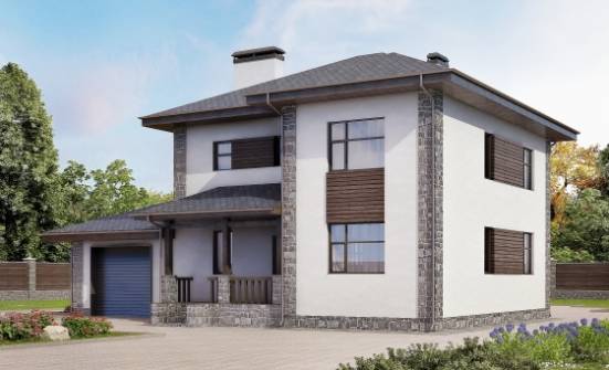 185-004-Л Проект двухэтажного дома и гаражом, классический домик из блока Саратов | Проекты домов от House Expert