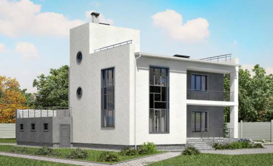 255-001-П Проект двухэтажного дома и гаражом, классический коттедж из твинблока Ртищево | Проекты домов от House Expert