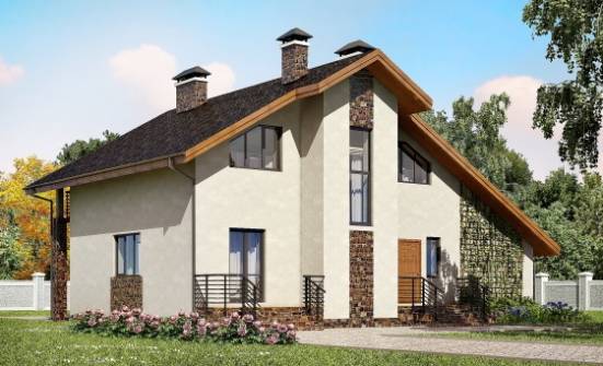 180-008-Л Проект двухэтажного дома с мансардным этажом, гараж, простой домик из арболита Энгельс | Проекты домов от House Expert