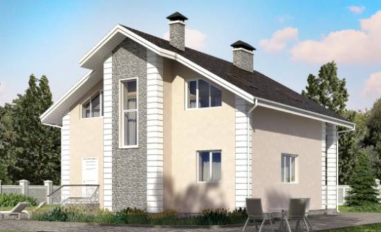 150-002-П Проект двухэтажного дома мансардой, гараж, скромный домик из теплоблока Маркс | Проекты домов от House Expert