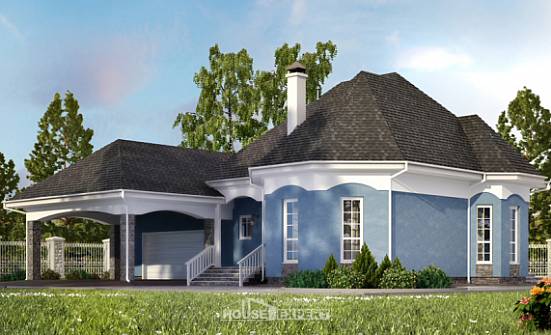 180-007-Л Проект двухэтажного дома мансардой, гараж, бюджетный домик из твинблока Вольск | Проекты домов от House Expert