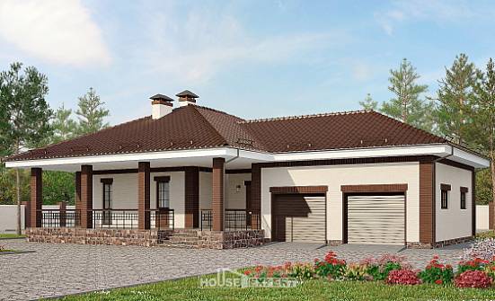 160-015-П Проект одноэтажного дома, гараж, скромный дом из газосиликатных блоков Маркс | Проекты домов от House Expert