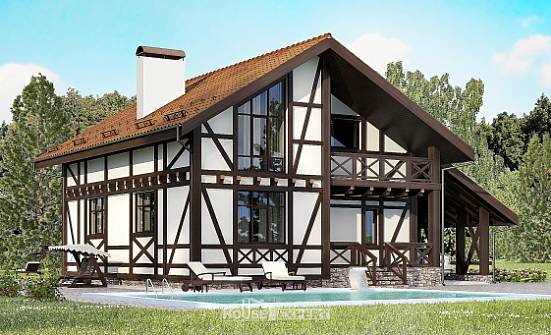155-002-П Проект двухэтажного дома мансардный этаж, гараж, простой домик из керамзитобетонных блоков Балаково | Проекты домов от House Expert