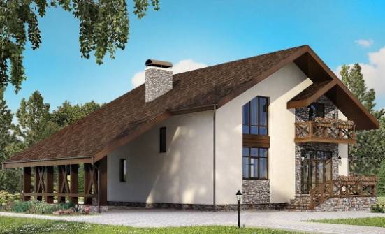 155-007-П Проект двухэтажного дома с мансардой и гаражом, бюджетный коттедж из твинблока Балаково | Проекты домов от House Expert