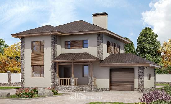 185-004-П Проект двухэтажного дома, гараж, средний дом из бризолита Энгельс | Проекты домов от House Expert
