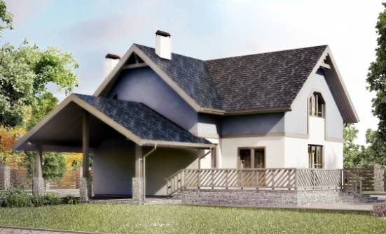 150-011-П Проект двухэтажного дома мансардный этаж, гараж, классический загородный дом из бризолита Балаково | Проекты домов от House Expert