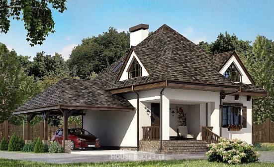110-002-Л Проект двухэтажного дома мансардой и гаражом, бюджетный домик из керамзитобетонных блоков Вольск | Проекты домов от House Expert