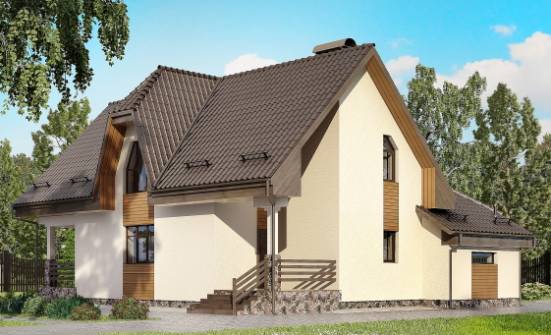 150-001-Л Проект двухэтажного дома с мансардным этажом и гаражом, уютный домик из бризолита Вольск | Проекты домов от House Expert