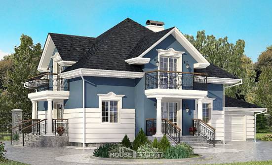 180-002-П Проект двухэтажного дома с мансардой, гараж, средний коттедж из кирпича Энгельс | Проекты домов от House Expert