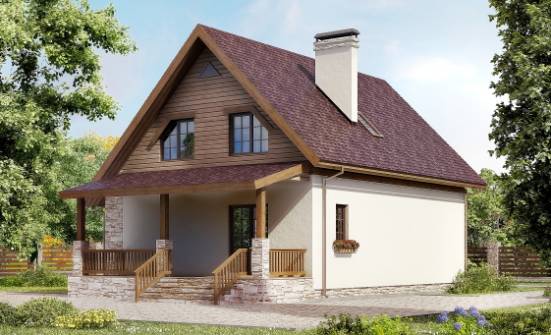 140-001-П Проект двухэтажного дома мансардой, скромный загородный дом из теплоблока Ершов | Проекты домов от House Expert