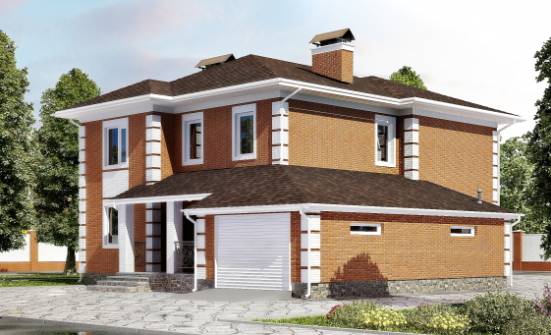 220-004-Л Проект двухэтажного дома, гараж, современный загородный дом из кирпича Ершов | Проекты домов от House Expert