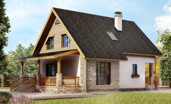 140-001-Л Проект двухэтажного дома с мансардой, скромный дом из теплоблока Энгельс | Проекты домов от House Expert