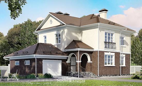 190-002-Л Проект двухэтажного дома и гаражом, просторный домик из газобетона Балаково | Проекты домов от House Expert