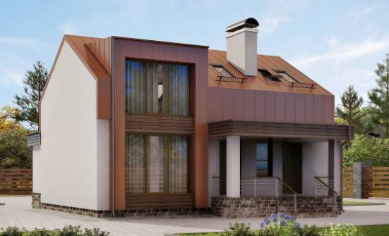 120-004-Л Проект двухэтажного дома мансардой, доступный дом из арболита Балаково | Проекты домов от House Expert