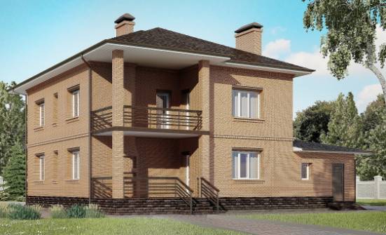 245-003-Л Проект двухэтажного дома и гаражом, просторный загородный дом из кирпича Саратов | Проекты домов от House Expert