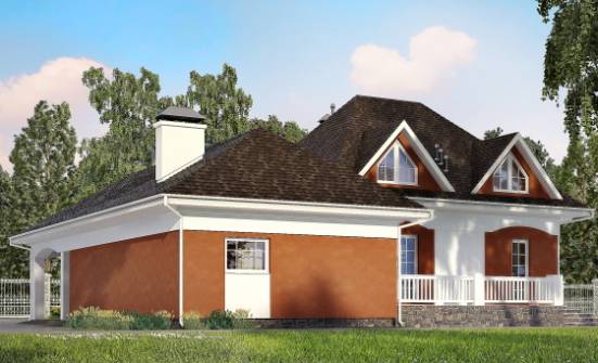 180-007-П Проект двухэтажного дома с мансардным этажом, гараж, классический домик из пеноблока Вольск | Проекты домов от House Expert