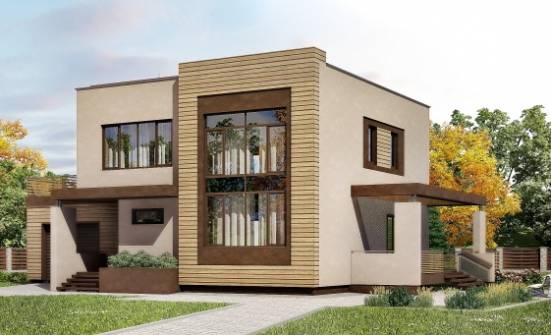220-003-Л Проект двухэтажного дома и гаражом, современный загородный дом из газобетона Балашов | Проекты домов от House Expert