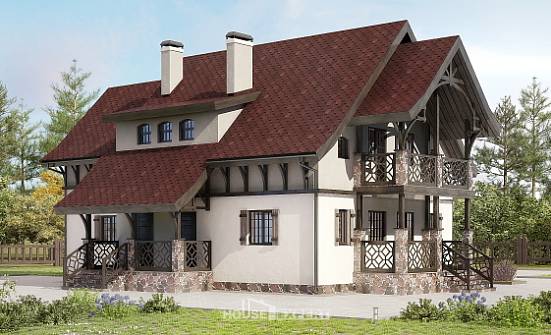 180-014-П Проект двухэтажного дома мансардой, уютный домик из газобетона Маркс | Проекты домов от House Expert