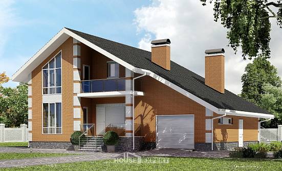 190-006-П Проект двухэтажного дома с мансардой и гаражом, классический дом из бризолита Маркс | Проекты домов от House Expert