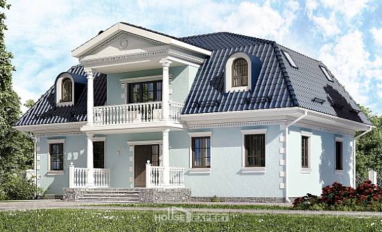 210-004-Л Проект двухэтажного дома с мансардным этажом, современный домик из арболита Саратов | Проекты домов от House Expert