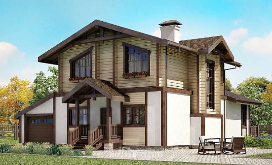 190-004-П Проект двухэтажного дома мансардой, гараж, красивый загородный дом из арболита из бревен Вольск | Проекты домов от House Expert