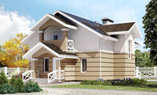 155-009-П Проект двухэтажного дома с мансардой, красивый коттедж из теплоблока Маркс | Проекты домов от House Expert