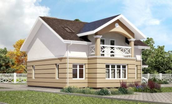155-009-П Проект двухэтажного дома с мансардой, красивый коттедж из теплоблока Маркс | Проекты домов от House Expert