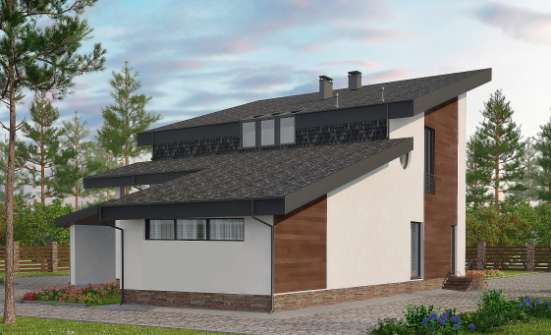 230-001-П Проект двухэтажного дома мансардой, средний коттедж из кирпича Балаково | Проекты домов от House Expert
