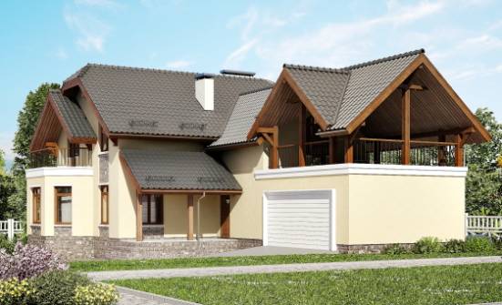 255-003-П Проект трехэтажного дома с мансардой и гаражом, современный дом из теплоблока Балашов | Проекты домов от House Expert