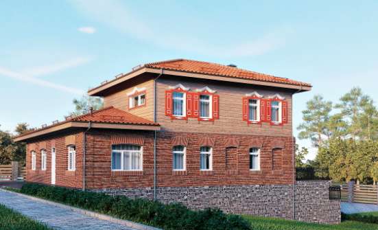380-002-Л Проект трехэтажного дома и гаражом, классический коттедж из кирпича Маркс | Проекты домов от House Expert