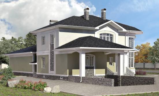 620-001-Л Проект трехэтажного дома и гаражом, классический загородный дом из твинблока Энгельс | Проекты домов от House Expert