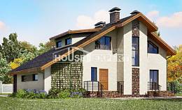 180-008-П Проект двухэтажного дома с мансардным этажом, гараж, средний дом из арболита Саратов, House Expert