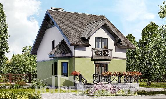 120-003-П Проект двухэтажного дома с мансардой, скромный коттедж из керамзитобетонных блоков Вольск, House Expert