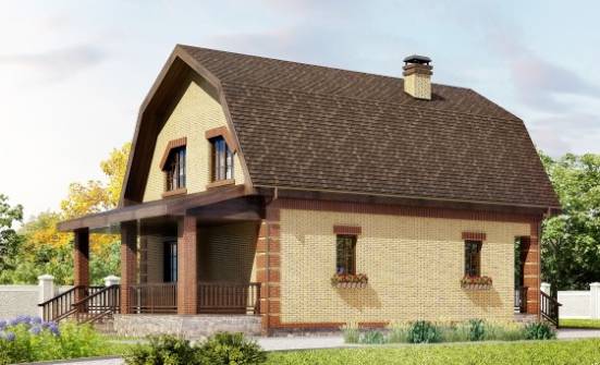 130-005-Л Проект двухэтажного дома с мансардным этажом, скромный загородный дом из газобетона, Саратов