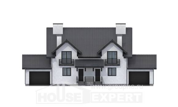 290-003-П Проект двухэтажного дома с мансардным этажом, классический коттедж из твинблока Вольск, House Expert